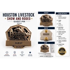 Houston Livestock Show and Rodeo 2020 Guest Pin Gold Tone Enamel Serial 78899